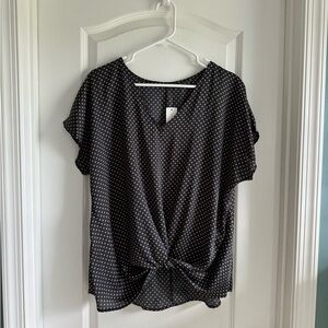 West Kei Allura Floral Front Knot High Low Blouse Short-sleeve Size Large